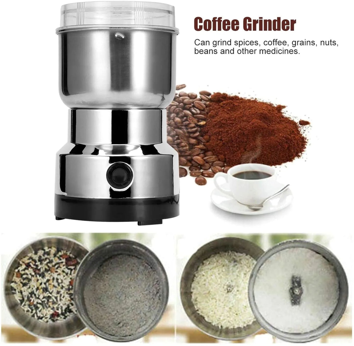 Mini Electric Grinder - Grinder Machine For Kitchen - Spice, Pepper, Coffee & Dry Masala